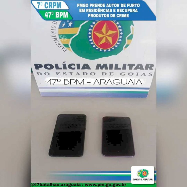 POLICIA MILITAR DE GOIÁS  PRENDE AUTOR DE  FURTO  EM RESIDÊNCIA E RECUPERA OBJETOS FURTADOS