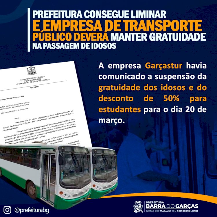 Prefeitura consegue liminar e empresa de transporte público deverá manter gratuidade na passagem de idosos