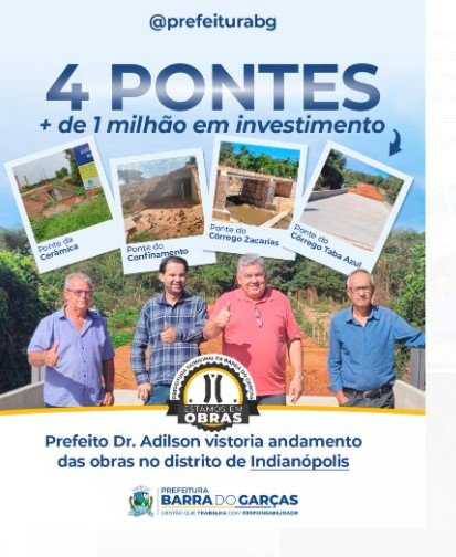 Prefeito Dr. Adilson vistoria andamento das obras no distrito de Indianópolis