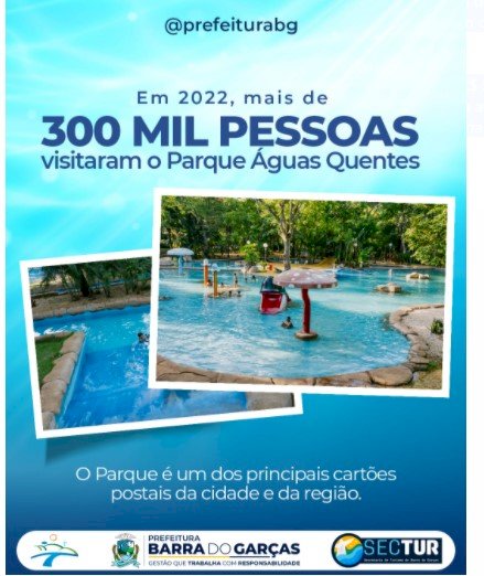 Em 2022, mais de 300 mil pessoas visitaram o Parque Águas Quentes