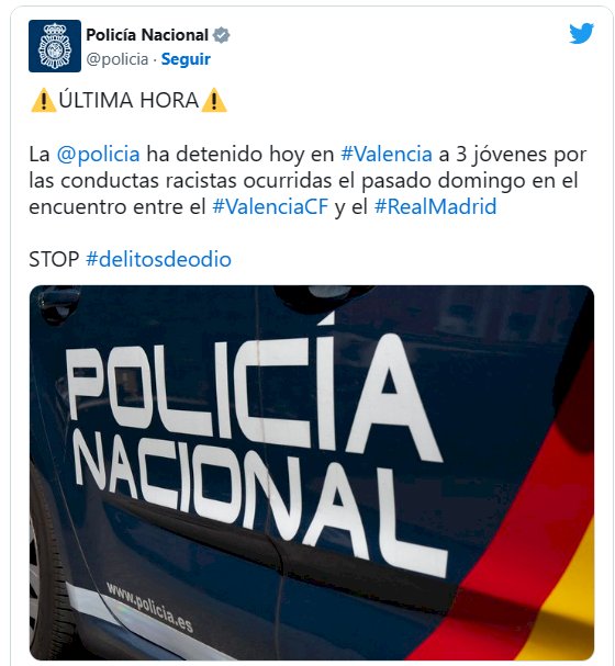 Polícia da Espanha prende 3 jovens pelos ataques racistas contra Vini Jr.