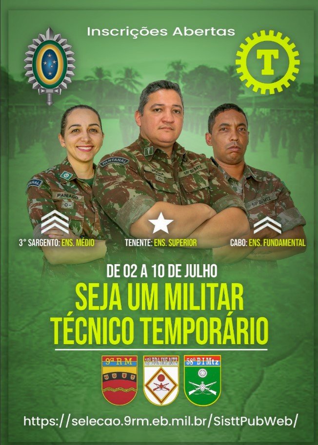 Exército Brasileiro abre inscrições para Cabo temporário