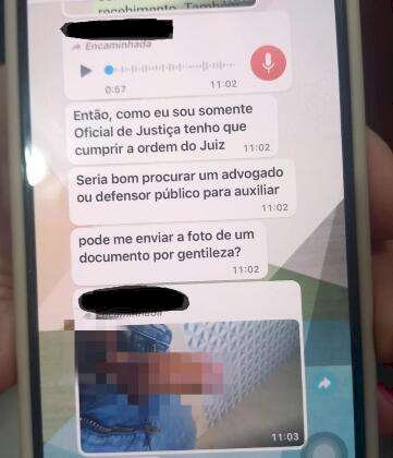 Oficial de Justiça intima homem em Cuiabá e recebe foto de pênis