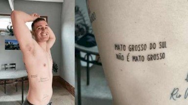 Australiano viraliza ao fazer tatuagem sobre polêmica entre MT e Mato Grosso do Sul