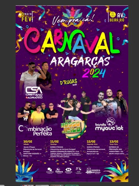 Programação garantida pro carnaval de Aragarças - GO