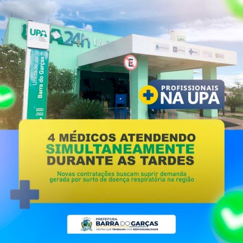 UPA conta com 4 médicos atendendo simultaneamente durante as tardes