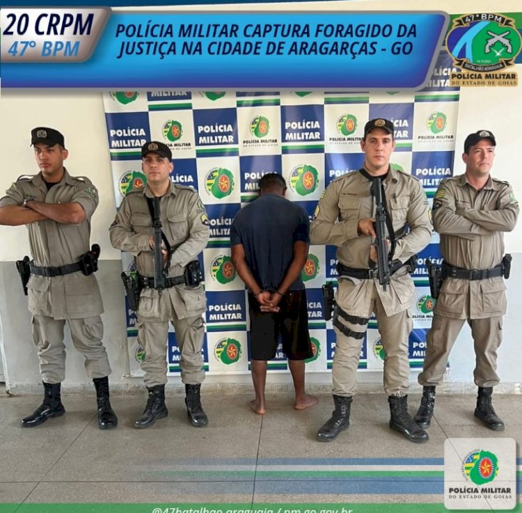 POLÍCIA MILITAR CAPTURA FORAGIDO DA JUSTIÇA NA CIDADE DE ARAGARÇAS - GO